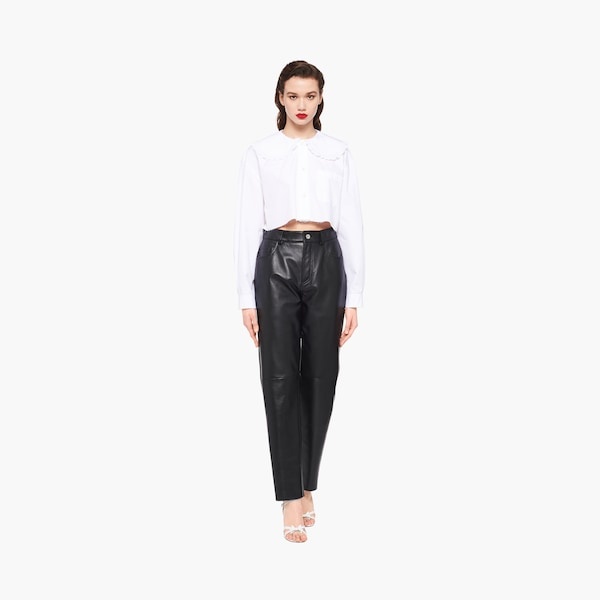 Nappa leather five-pocket pants - 6