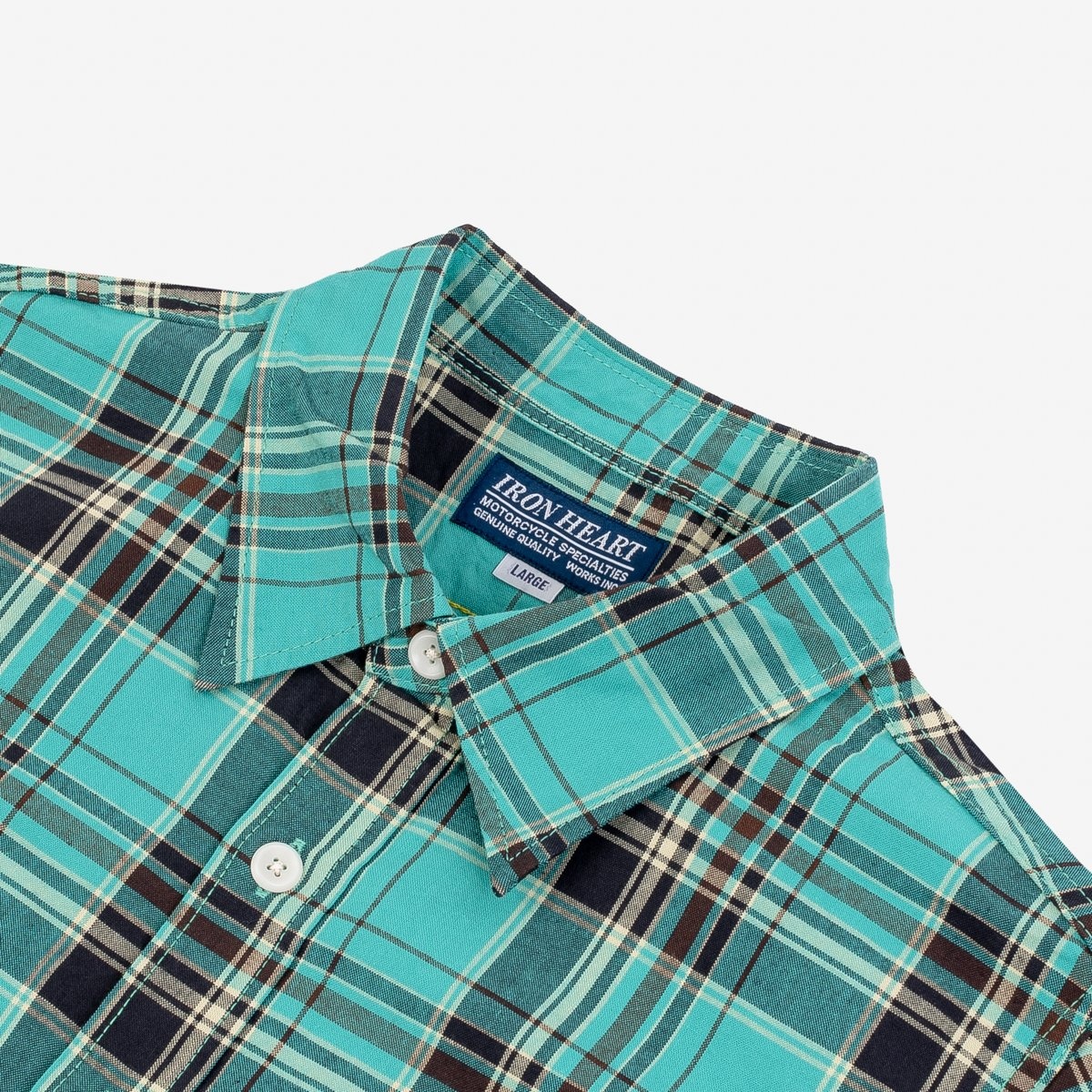 IHSH-356-GRN 5oz Selvedge Madras Check Work Shirt - Green - 6