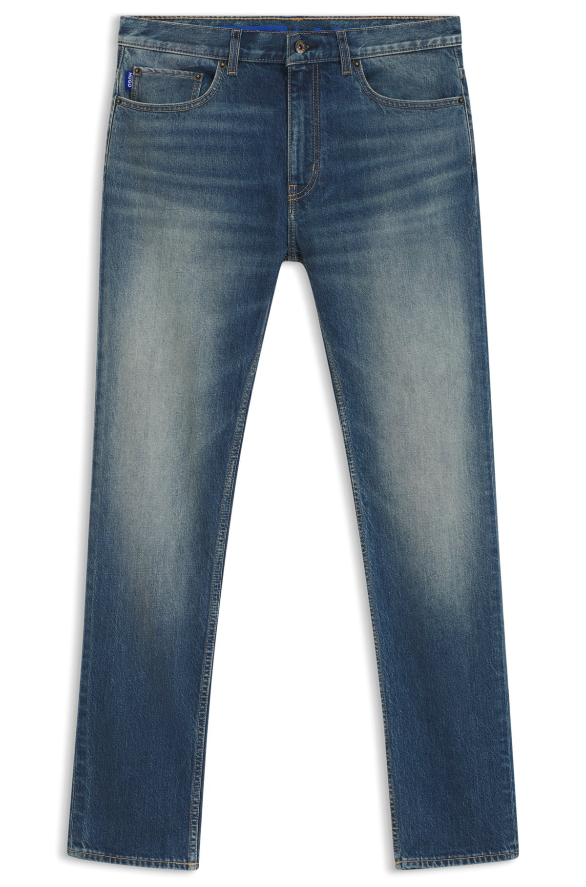 SLIM-FIT JEANS IN MID-BLUE STRETCH DENIM - 1