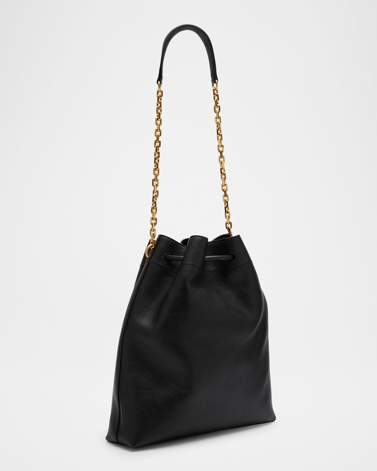 Cinch Leather Drawstring Bucket Bag - 3