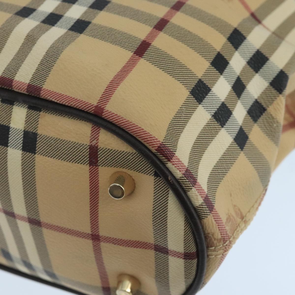 Burberry Nova Check Hand Bag Pvc Leather Beige - 12