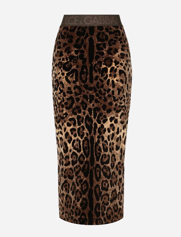 Calf Length Leopard Skirt - 1