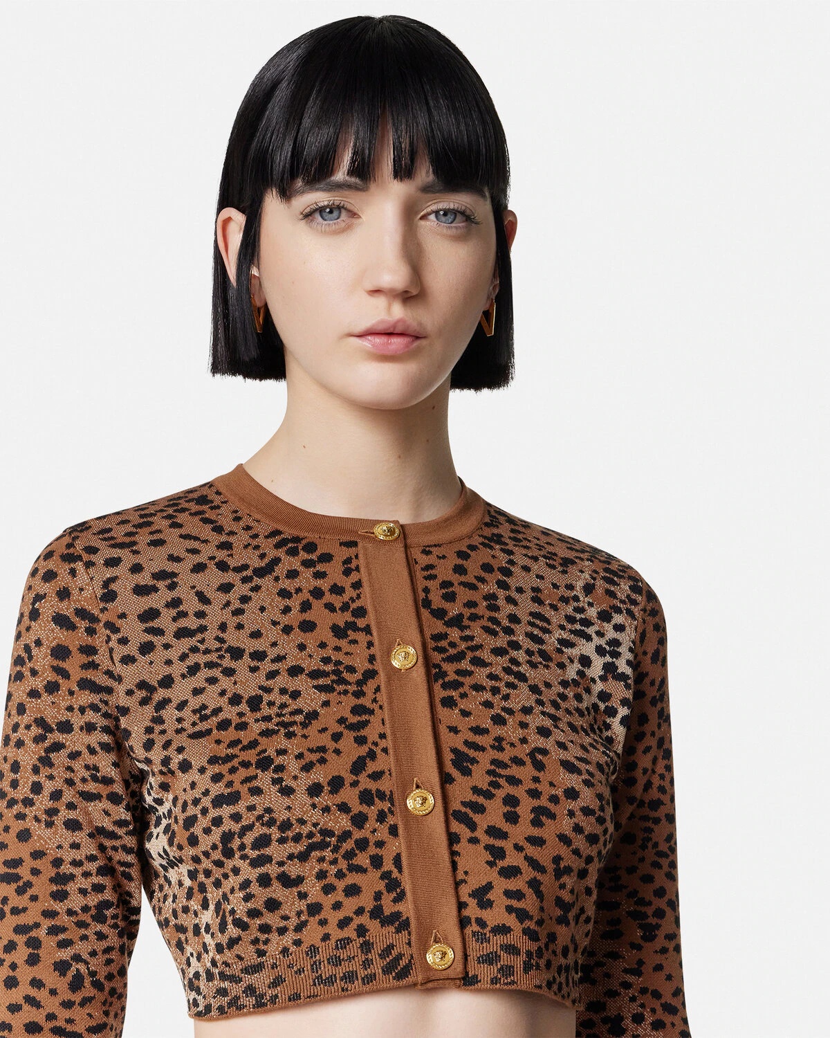 Leopard Wool-Blend Knit Crop Cardigan - 3