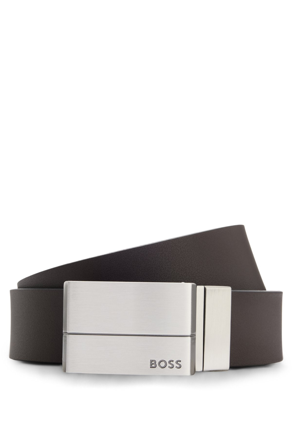 REVERSIBLE-LEATHER BELT WITH PIN AND PLAQUE BUCKLES 1
