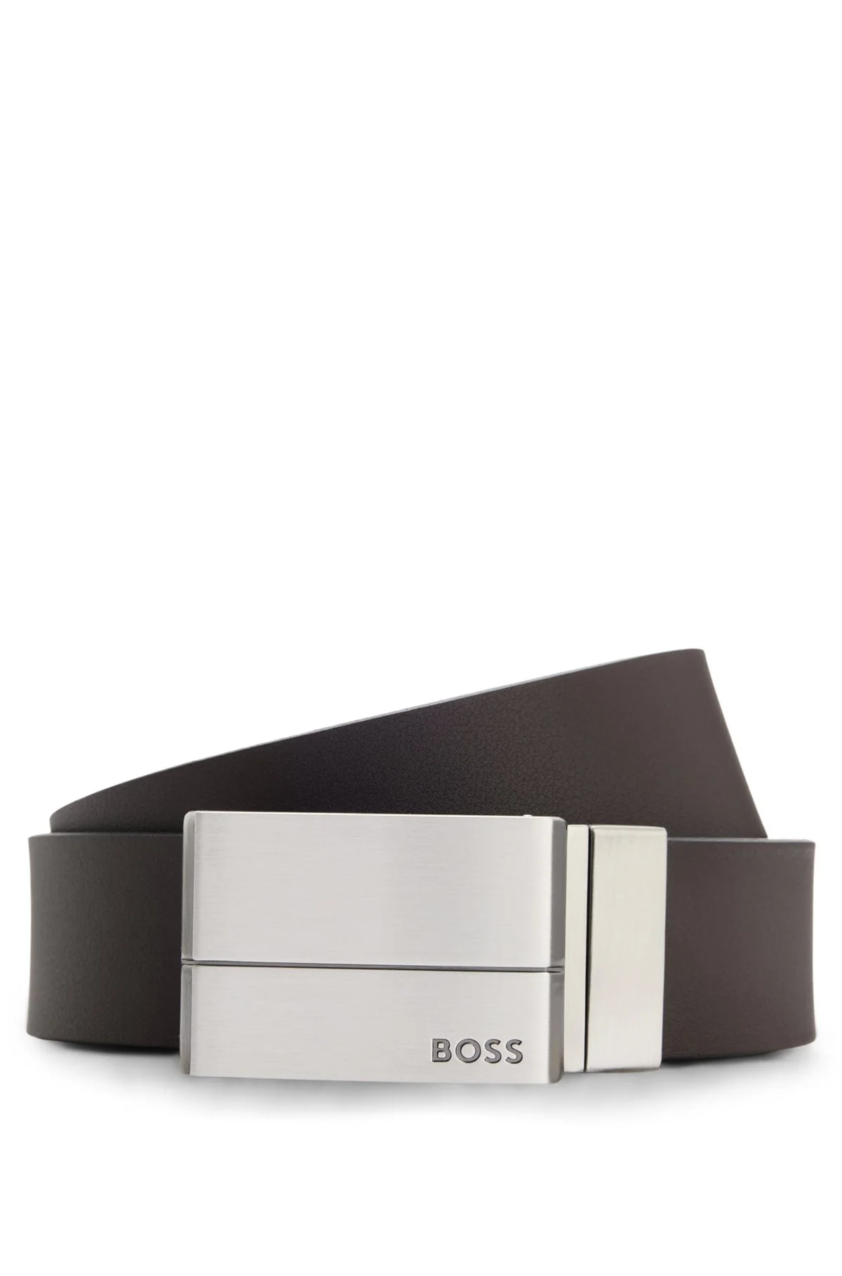 REVERSIBLE-LEATHER BELT WITH PIN AND PLAQUE BUCKLES - 1