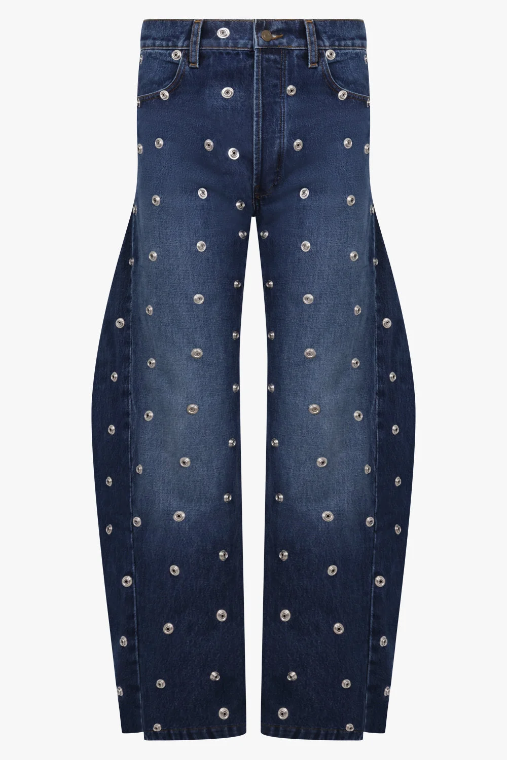 STUDDED DENIM JEAN WITH INSERTS | BLUE - 1