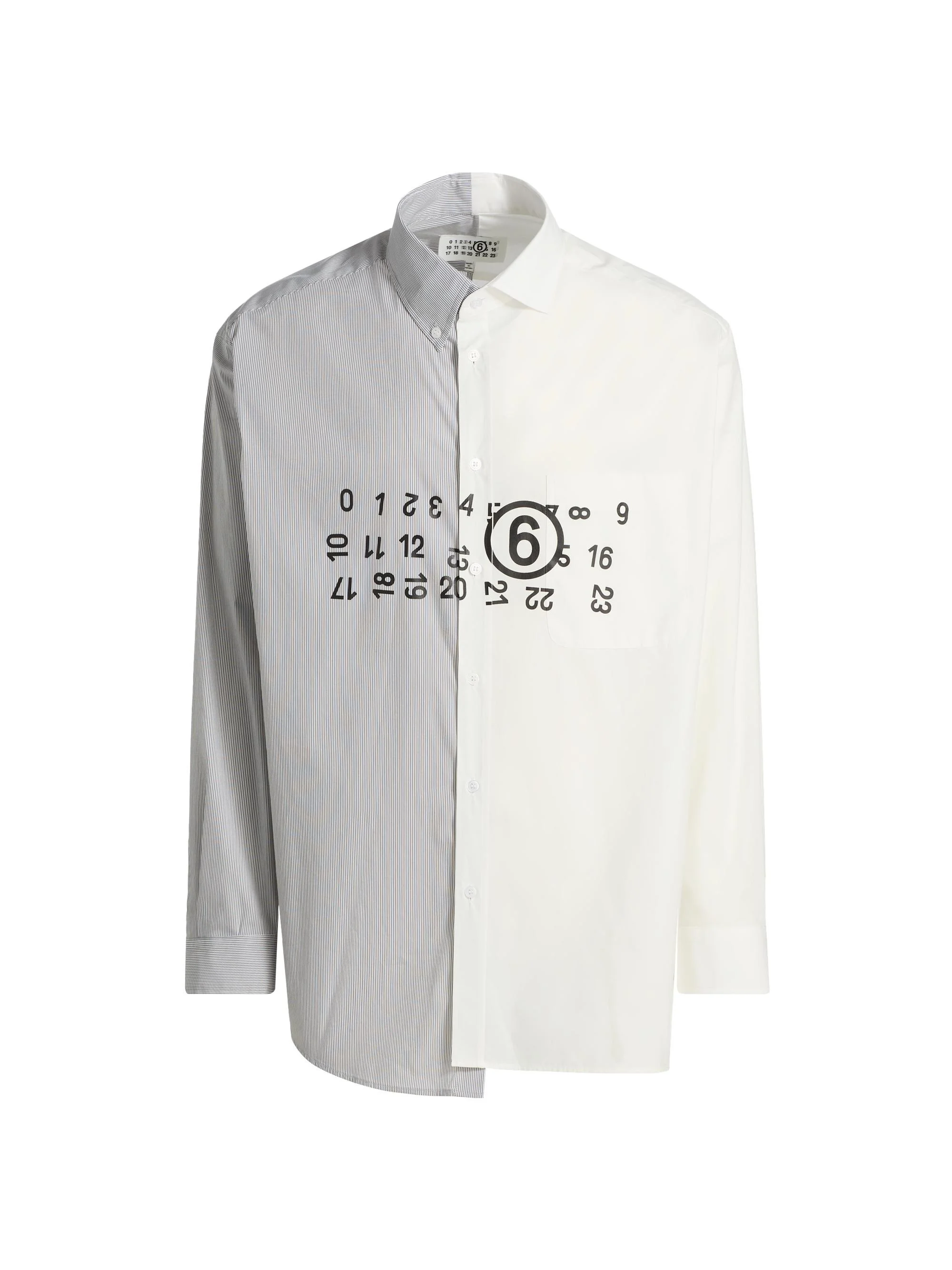 Men's Numeric Cotton-Blend Asymmetric Shirt - Off White Grey - 1