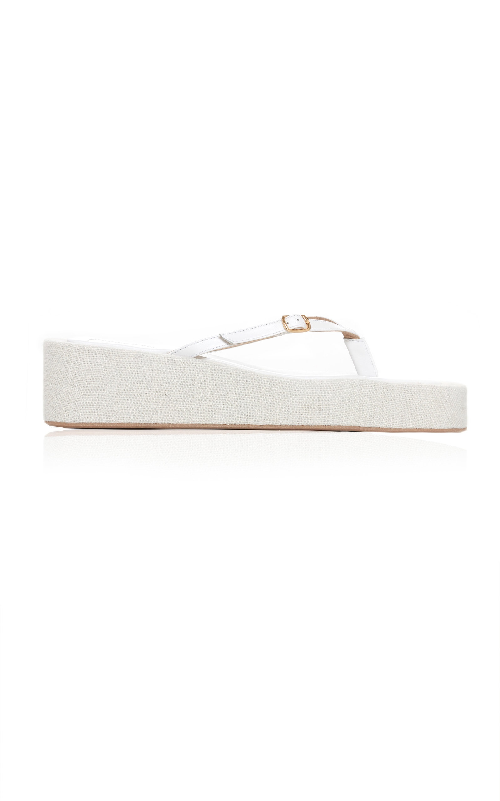 Les Tatanes Lin Leather Platform Sandals white - 1