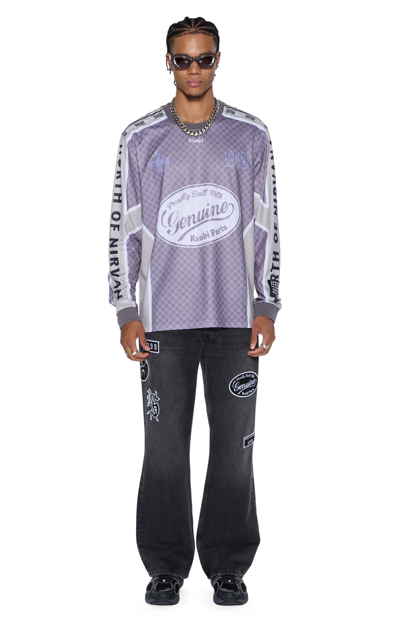Ksubi Garage Moto Long Sleeve Graphic T-Shirt in Black/Grey at Nordstrom - 4