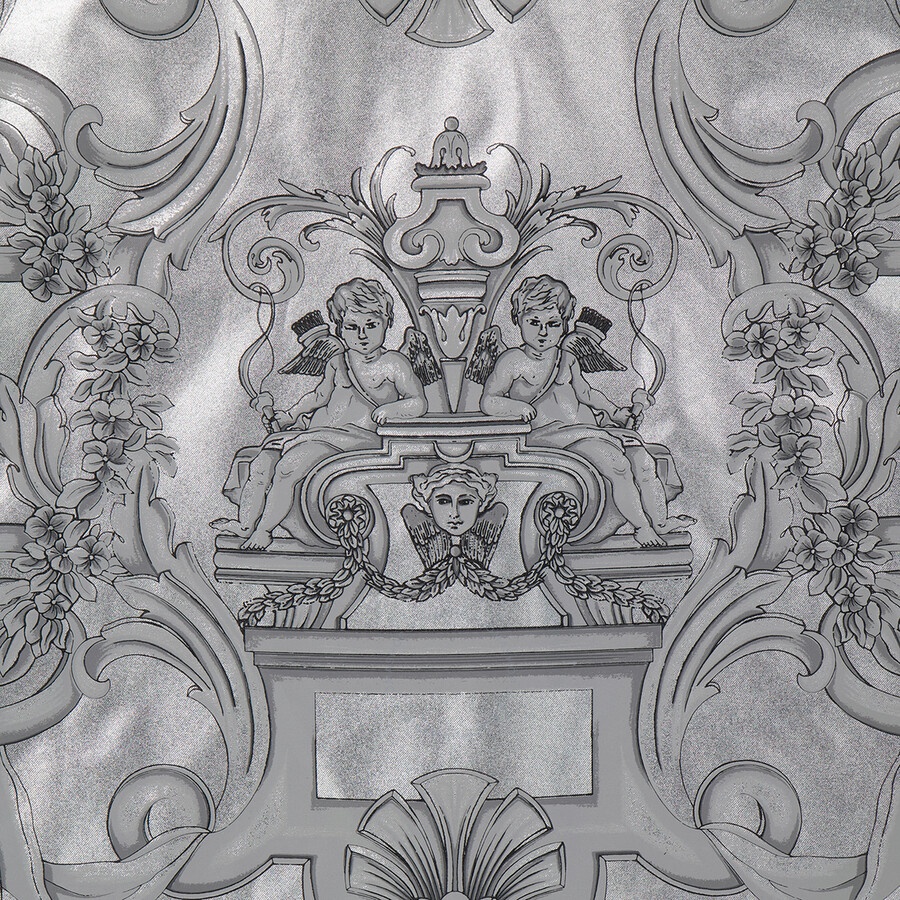 Versace Men's Silver / Black Silver Baroque Silk Shirt - 7
