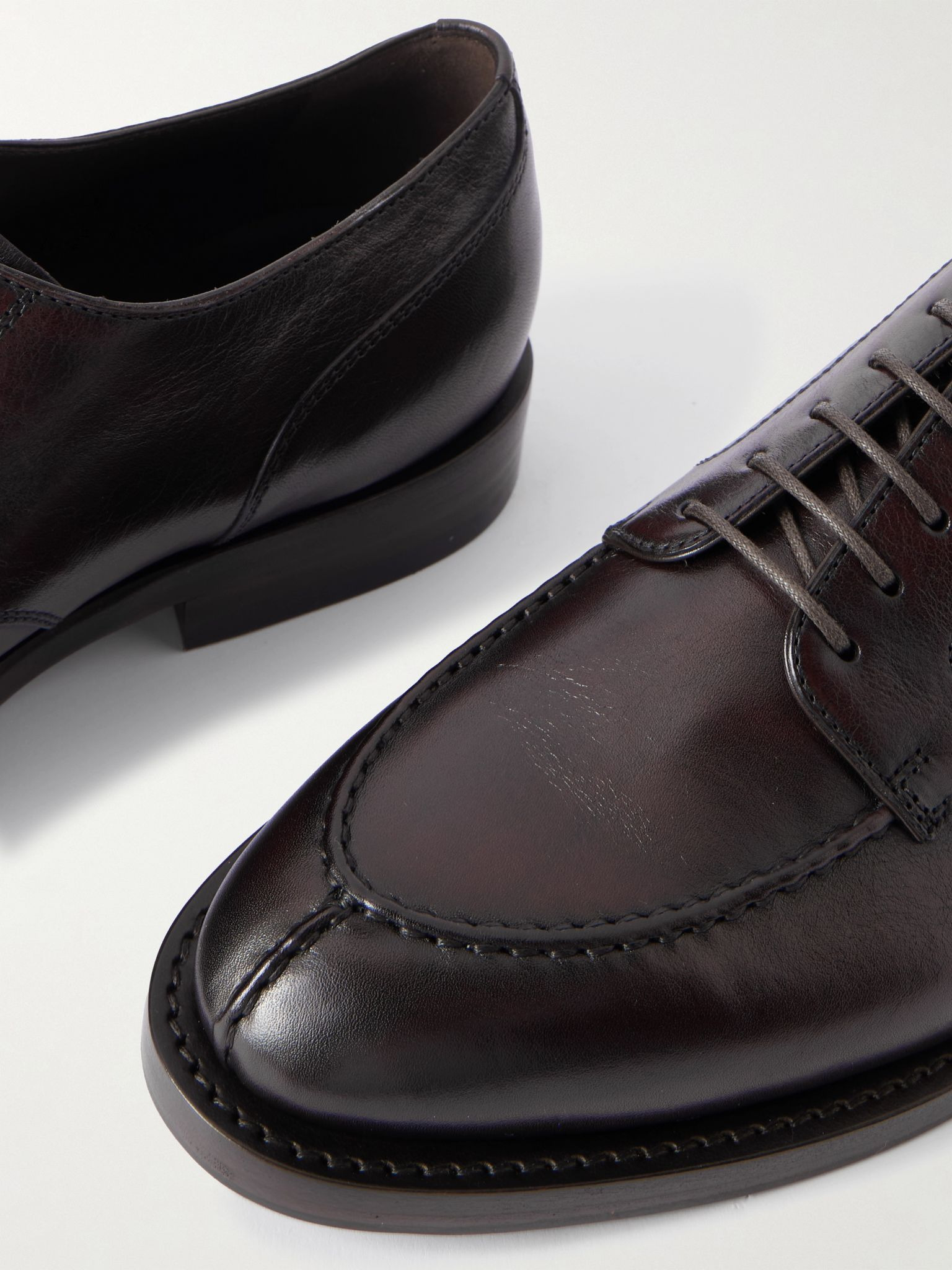 Leather Derby Shoes Burgundy - 5