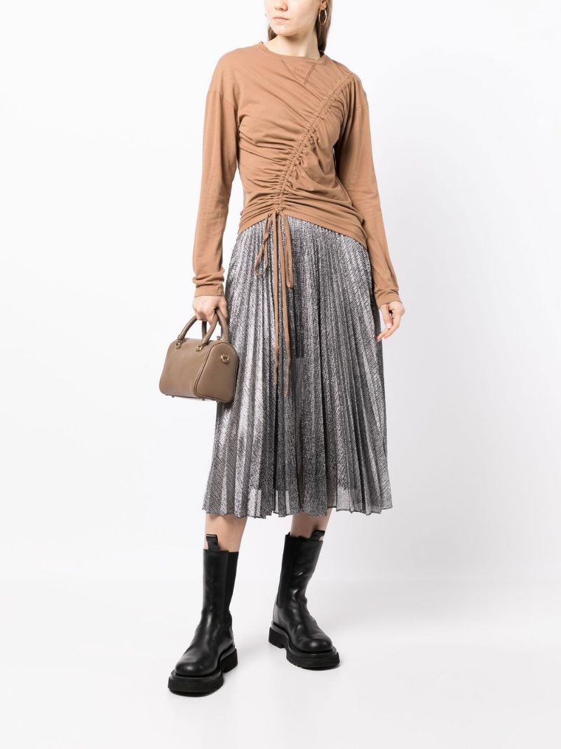 gathered-detail long sleeve top - 2