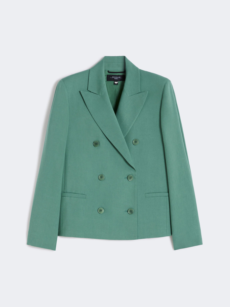 NEMBI Viscose and linen blazer - GREEN 1