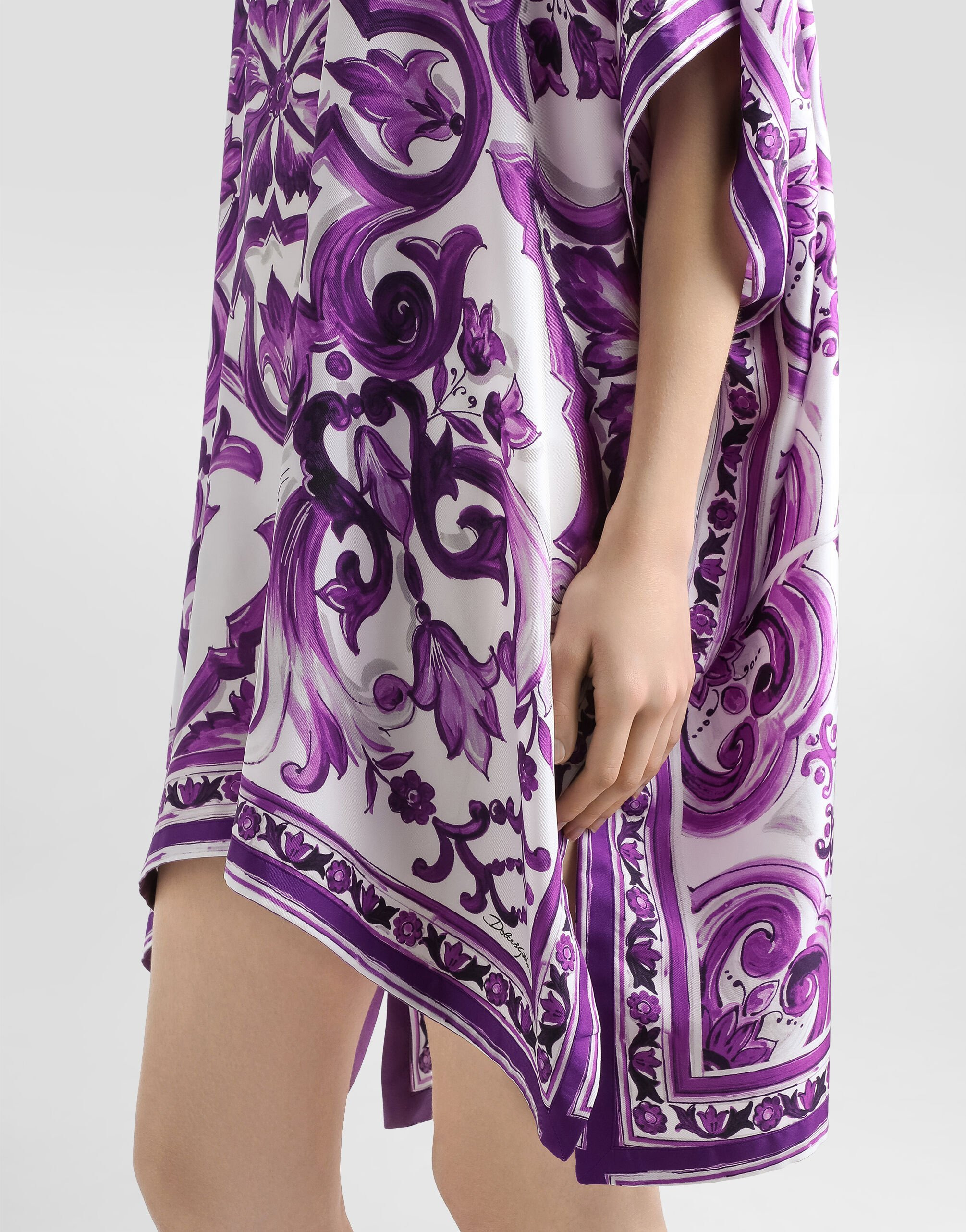 Majolica-print twill caftan - 4