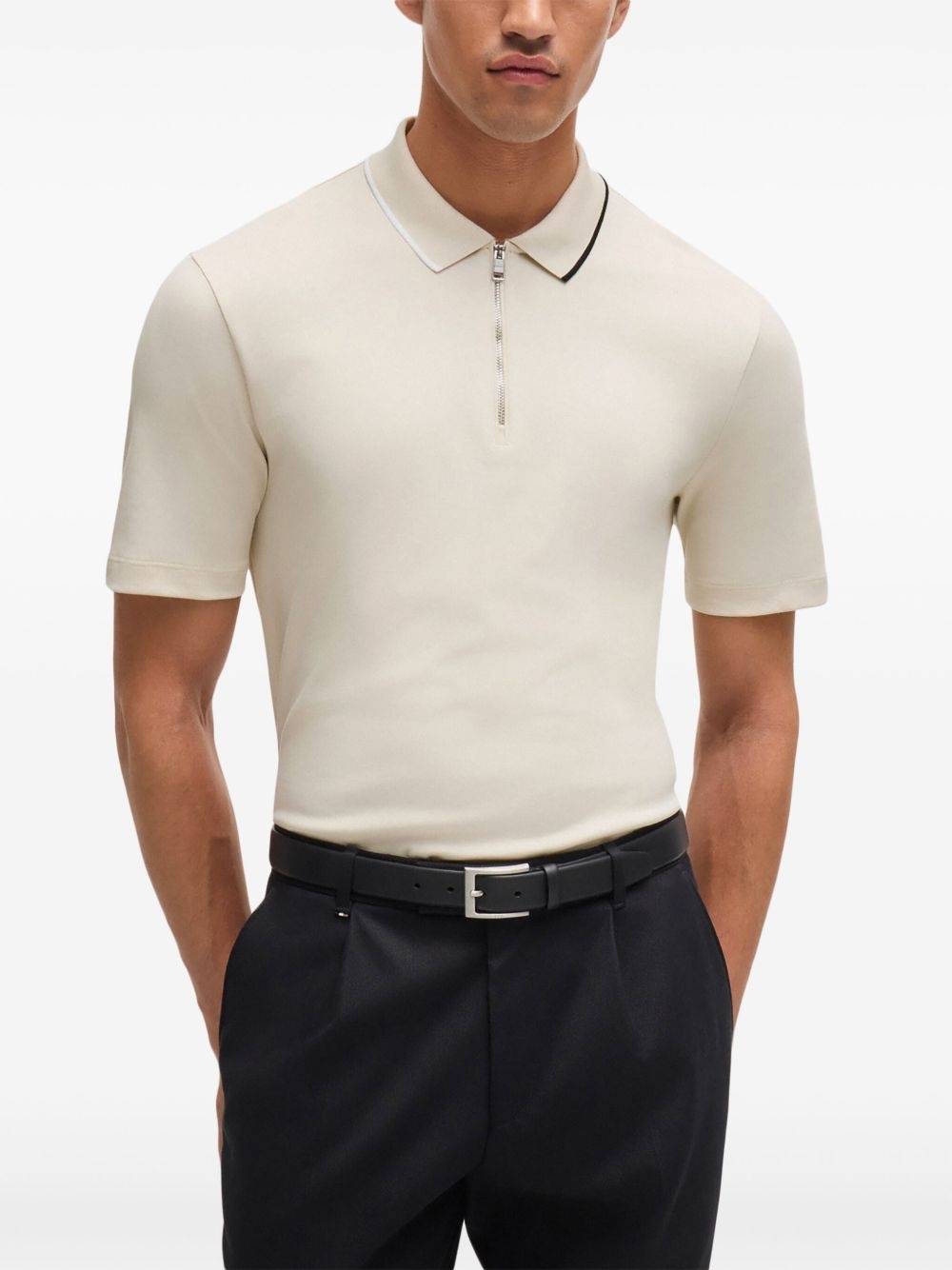half-zip interlock-weave polo shirt - 3