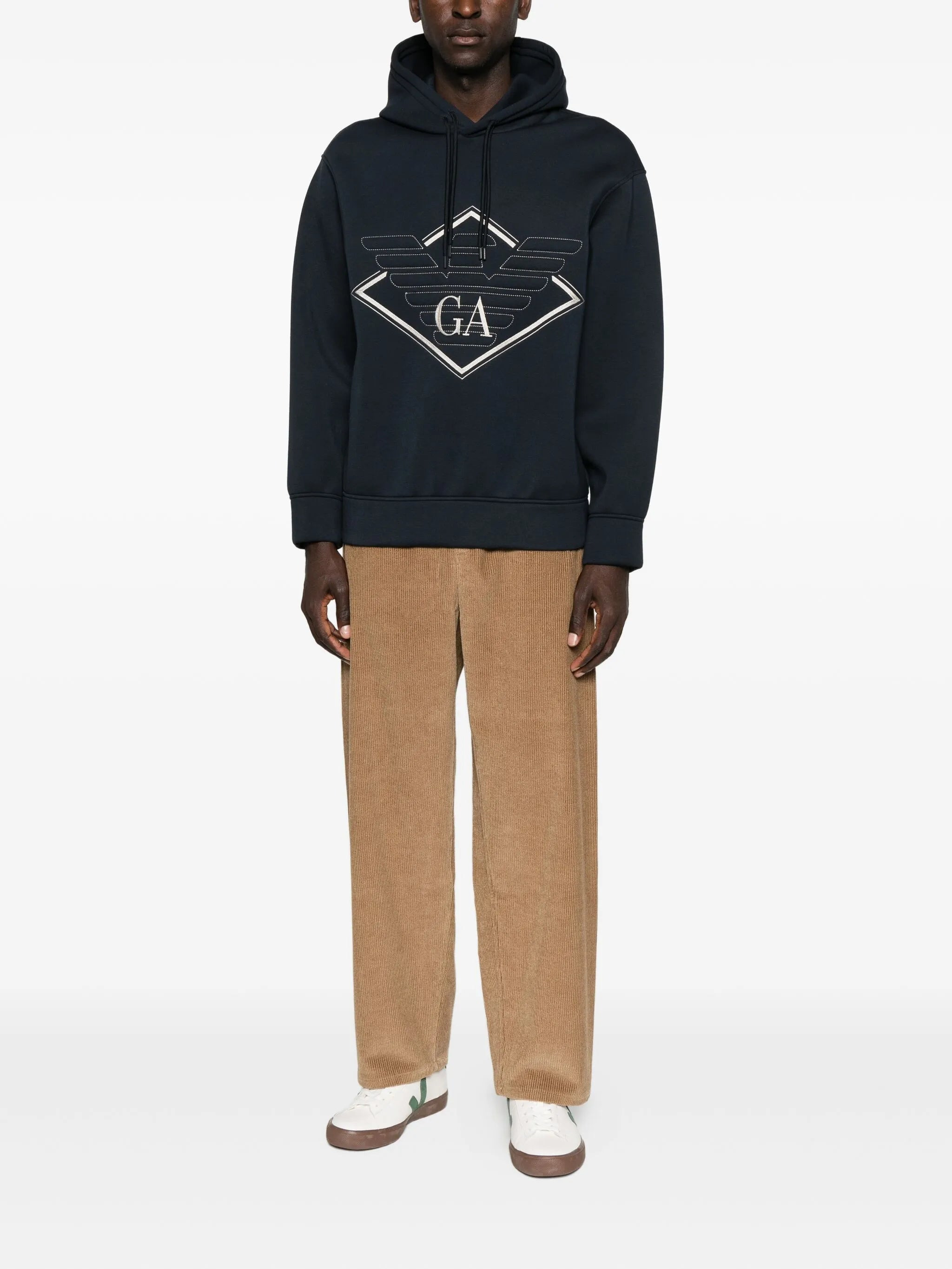 Emporio Armani Eagle-logo Diamond-shaped Print Hoodie - 2
