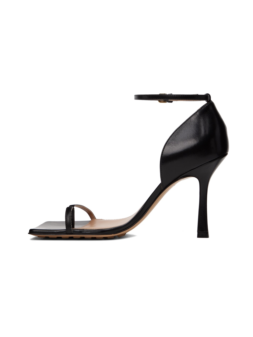 Black Stretch Strap Heeled Sandals - 3