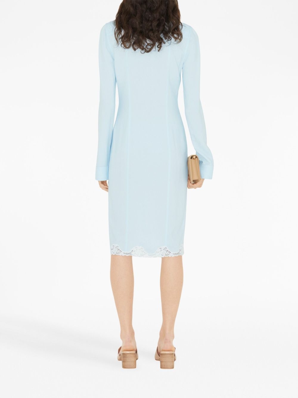 lace-trim shirt dress - 4