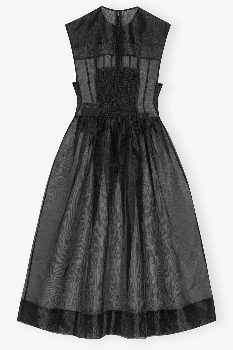 BLACK TECHNICAL ORGANZA CORSET MIDI DRESS 6