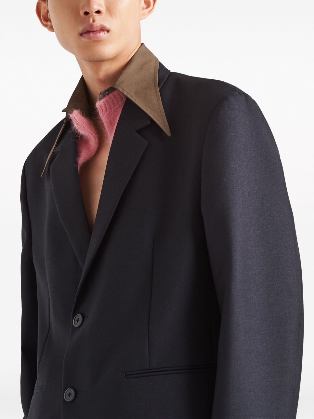 detachable-collar wool blazer - 4