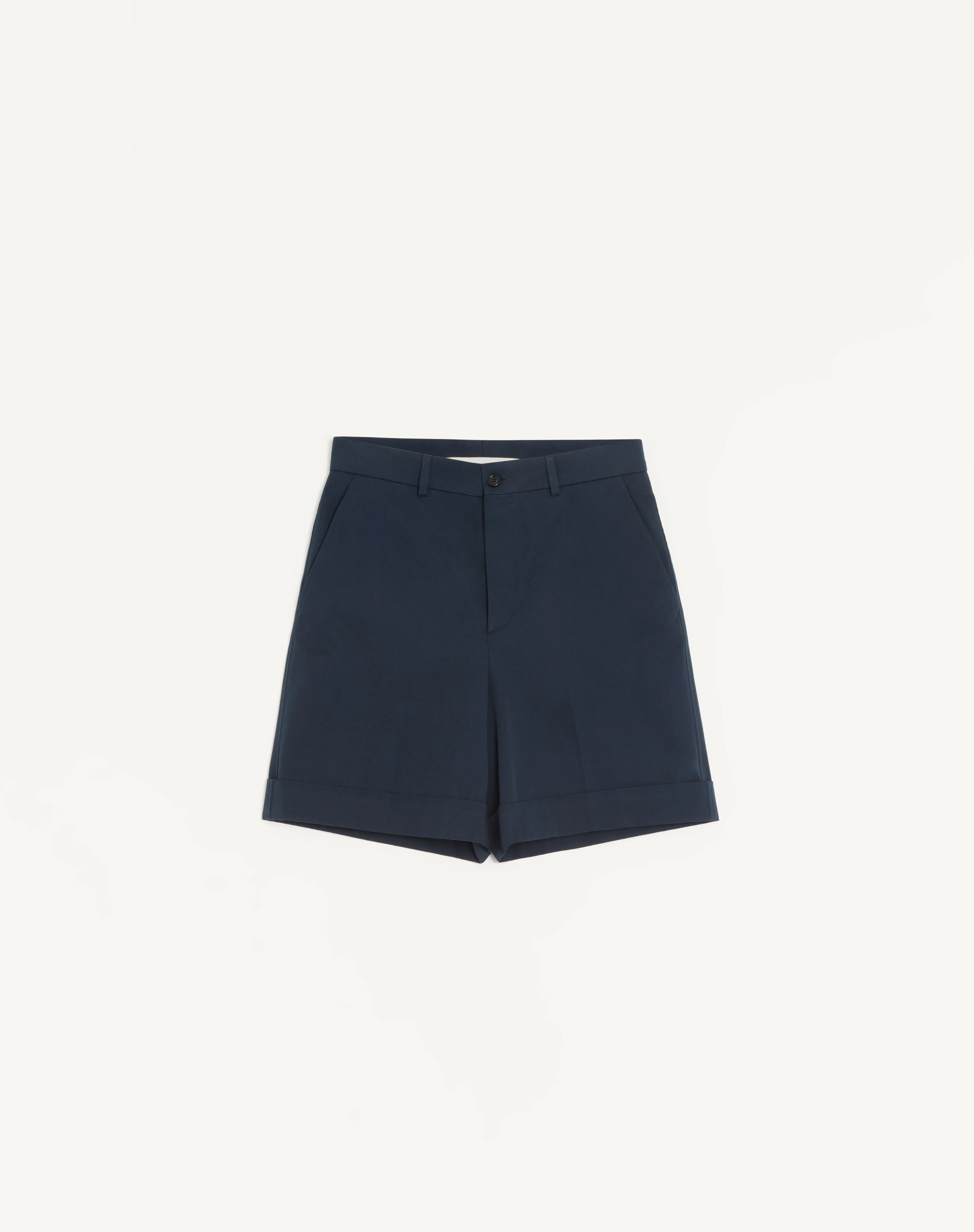 VALENTINO COTTON GABARDINE BERMUDA SHORTS WITH TURN-UP AND VLOGO EMBROIDERY - 1