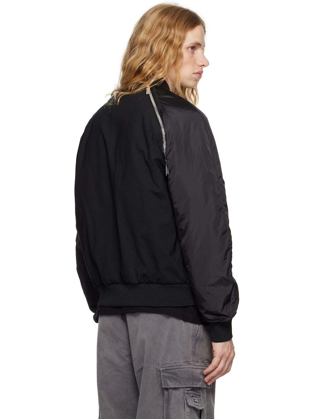 Black Classic Zipped Bomber Jacket - 3