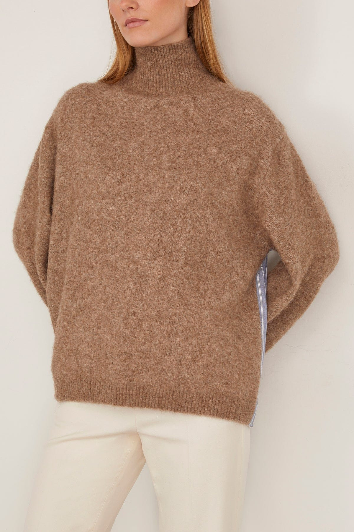 Mallory Combo Knit Turtleneck Sweater in Camel - 3