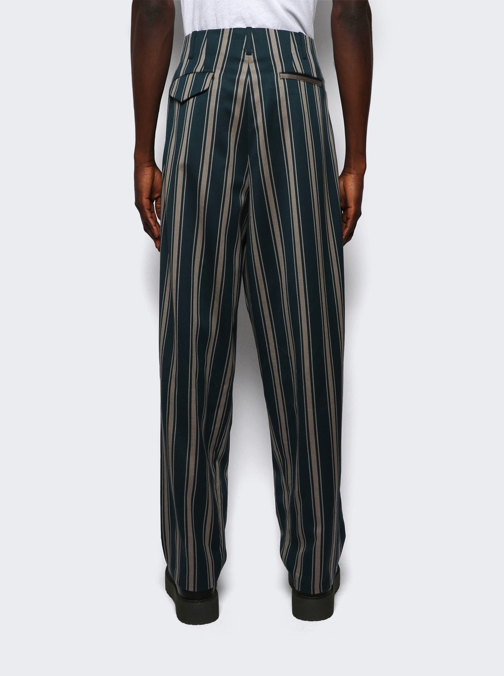 Neu Welle Striped Trousers Teal And Ivory - 5