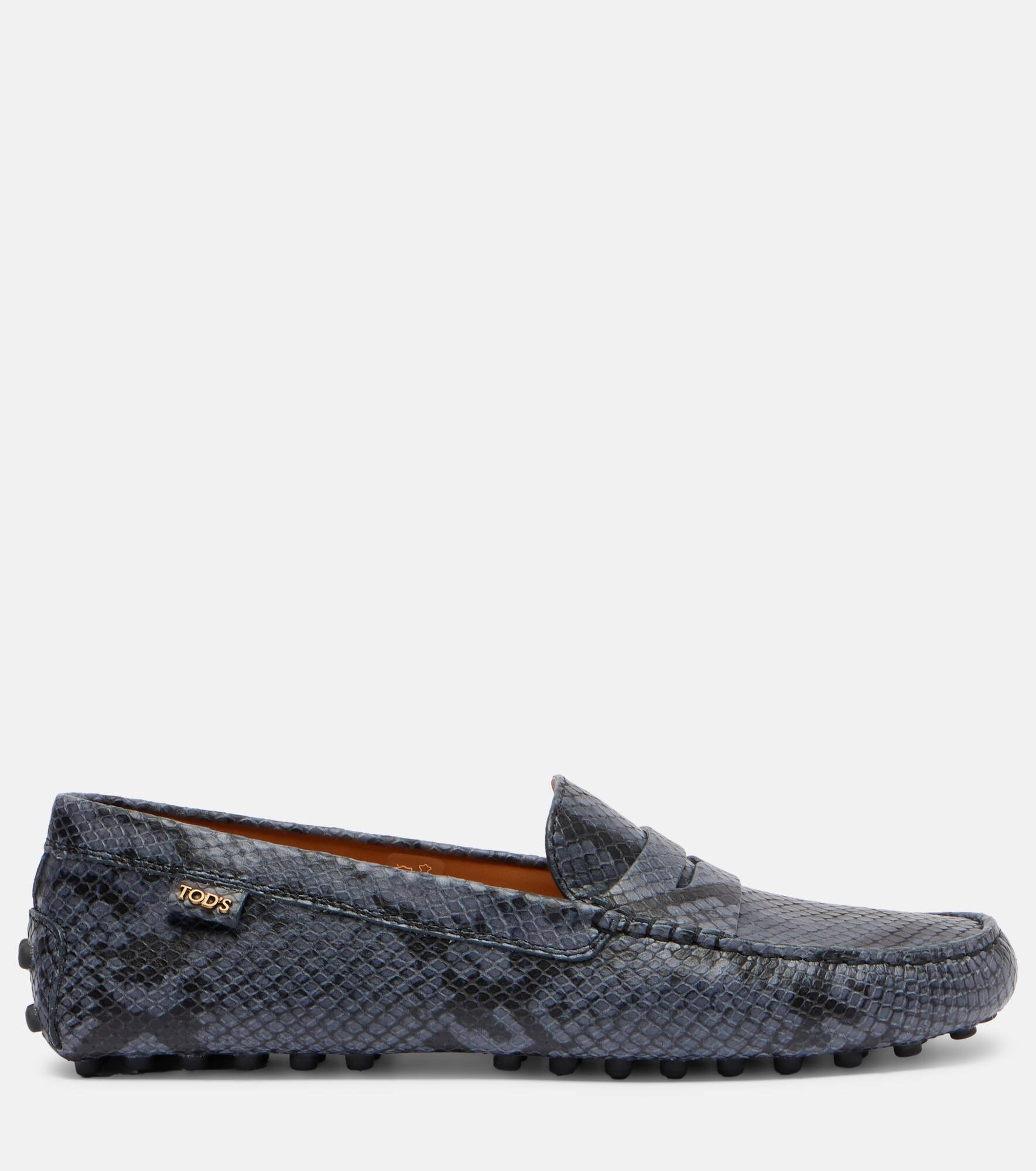 Gommino snake-effect leather driving shoes - 4
