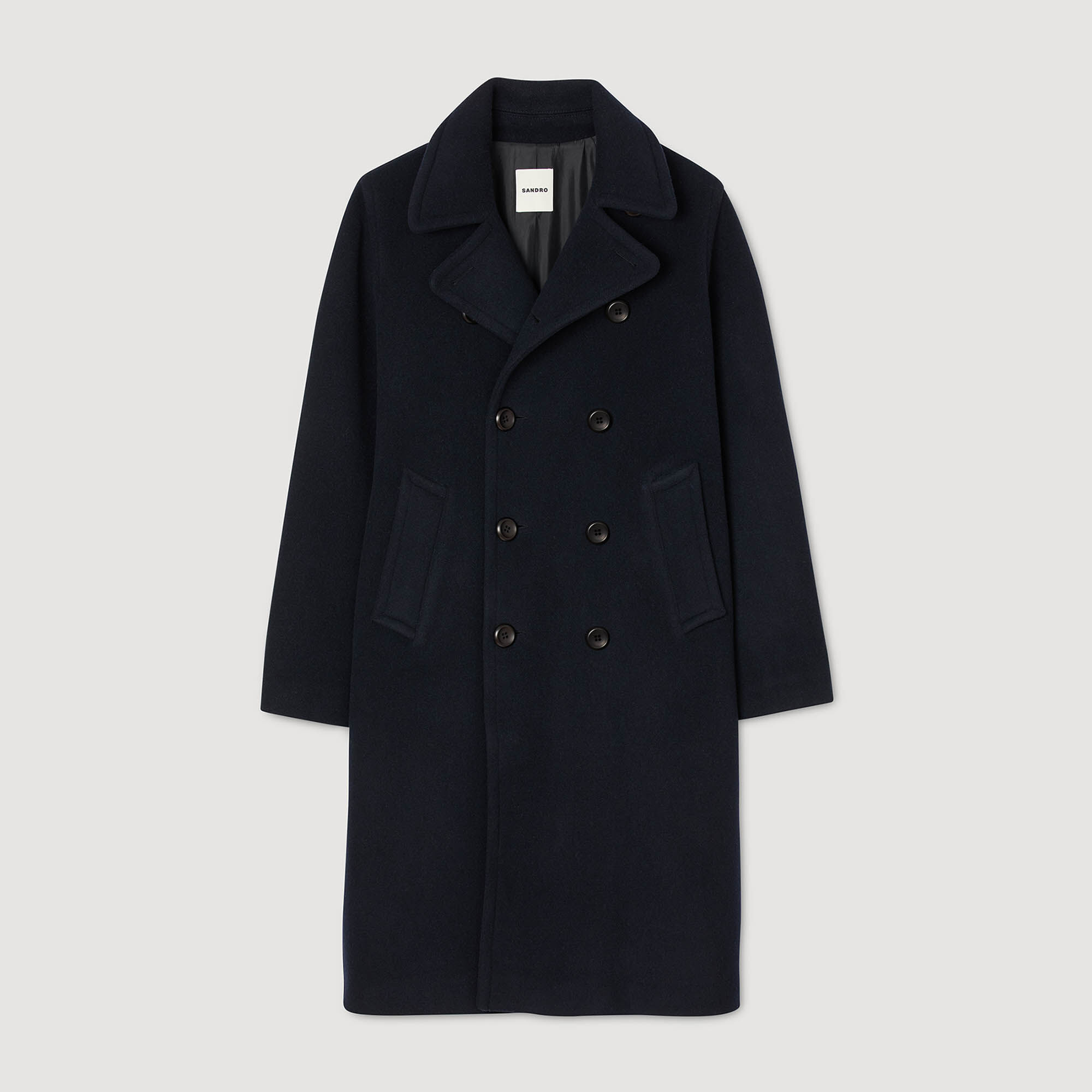 DOUBLE-BREASTED WOOL COAT - 6