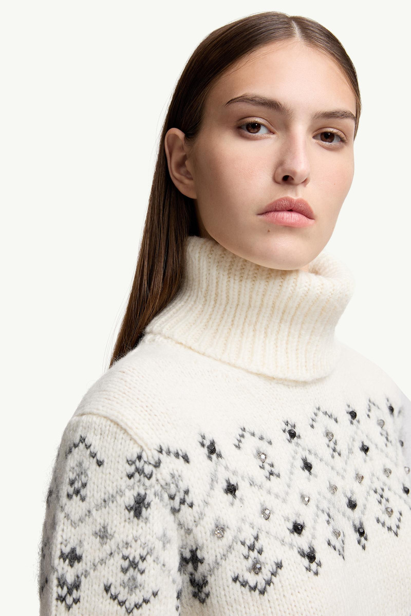 Crystal-Embroidered Alpaca & Wool Blend Turtleneck Sweater 6