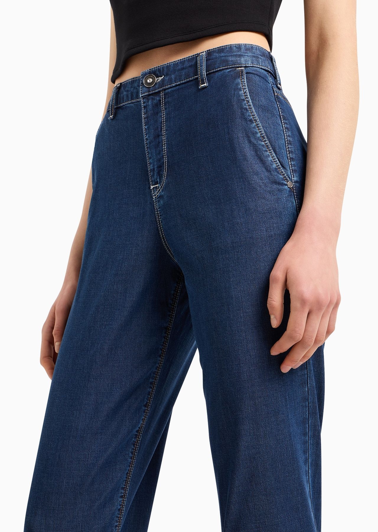 J5A mid-rise, relaxed-leg trousers in a Lyocell and cotton denim - 5