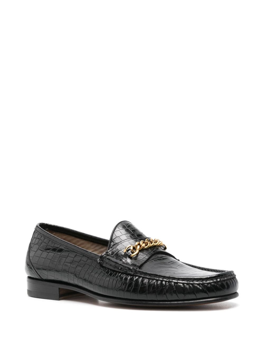 crocodile-effect leather loafers - 2