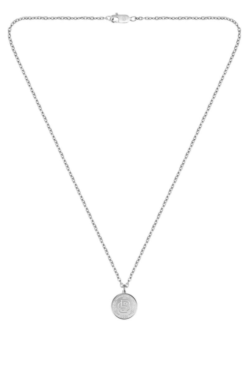 BOSS SILVER-TONE NECKLACE WITH DOUBLE B MONOGRAM MEDALLION outlook