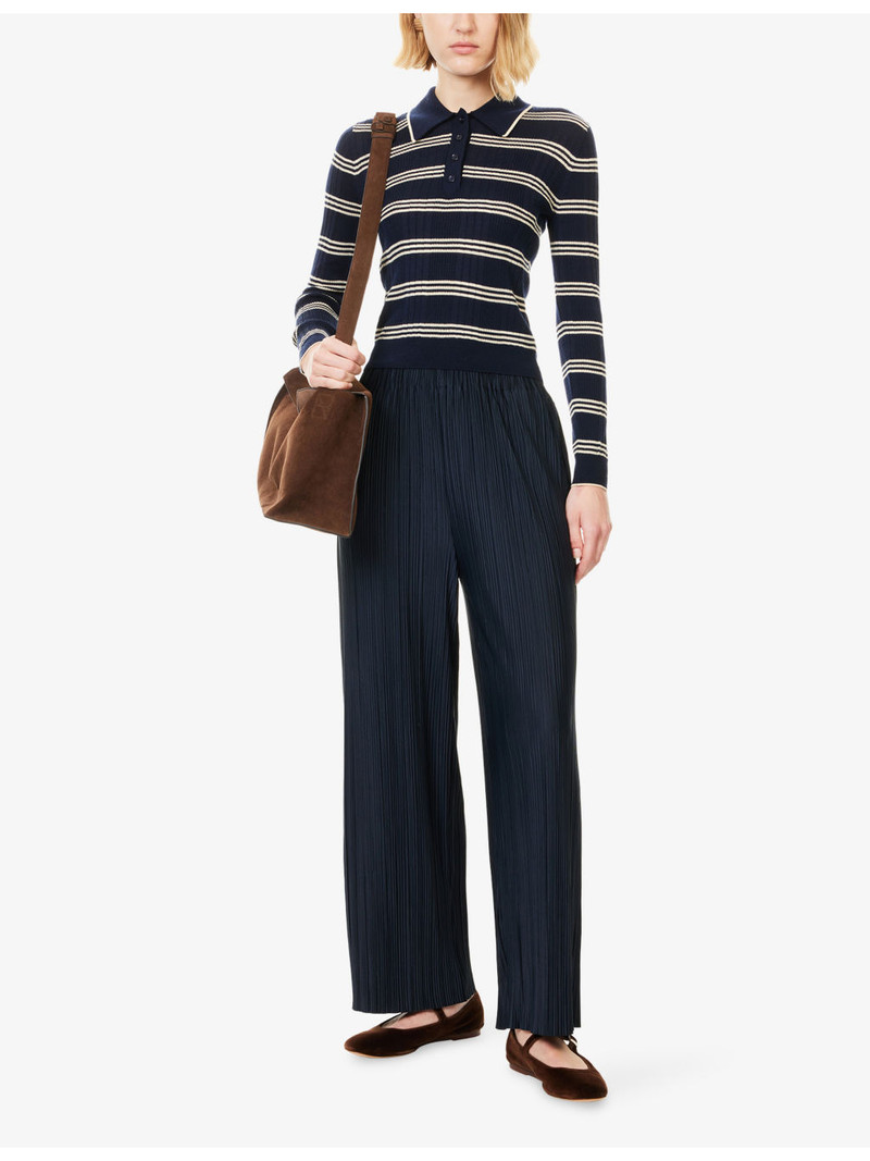 Reformation Hermia Striped Merino Wool Polo Top outlook