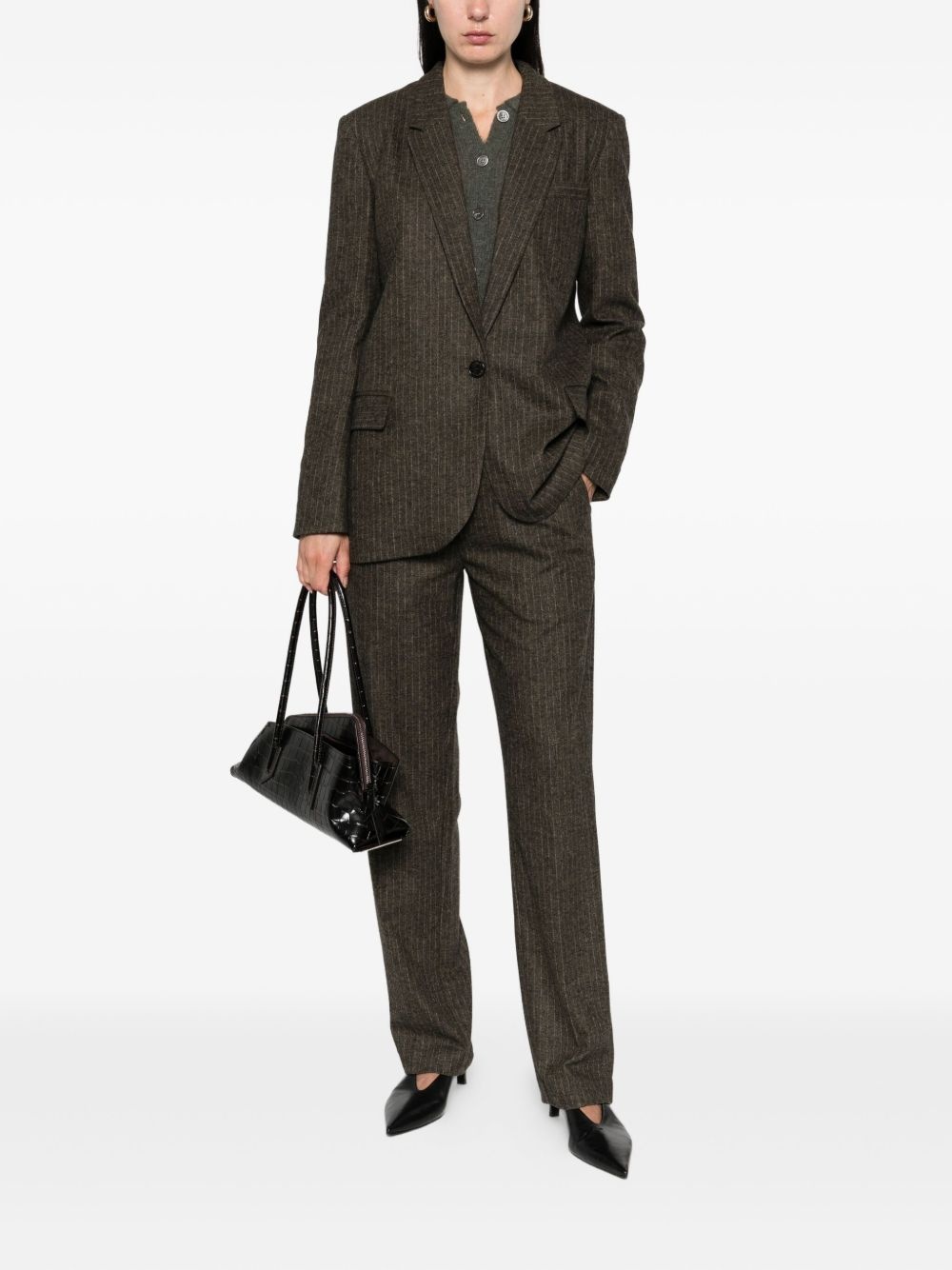 pinstripe elastic-waist tailored trousers - 2
