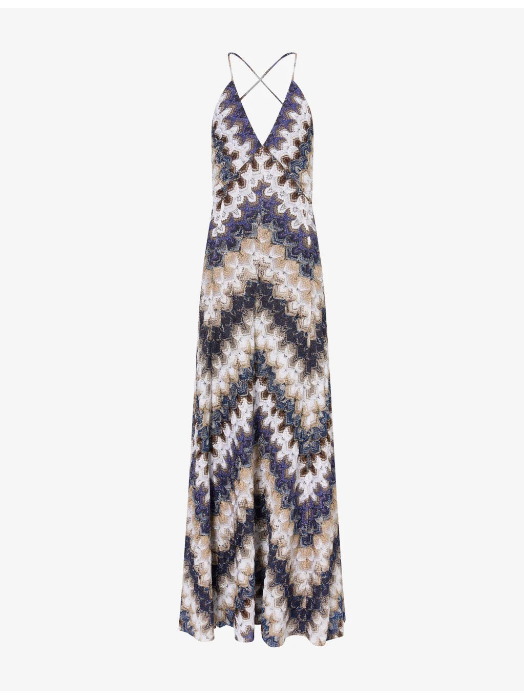 V-Neck Raschel-Lace Knitted Maxi Dress - 1