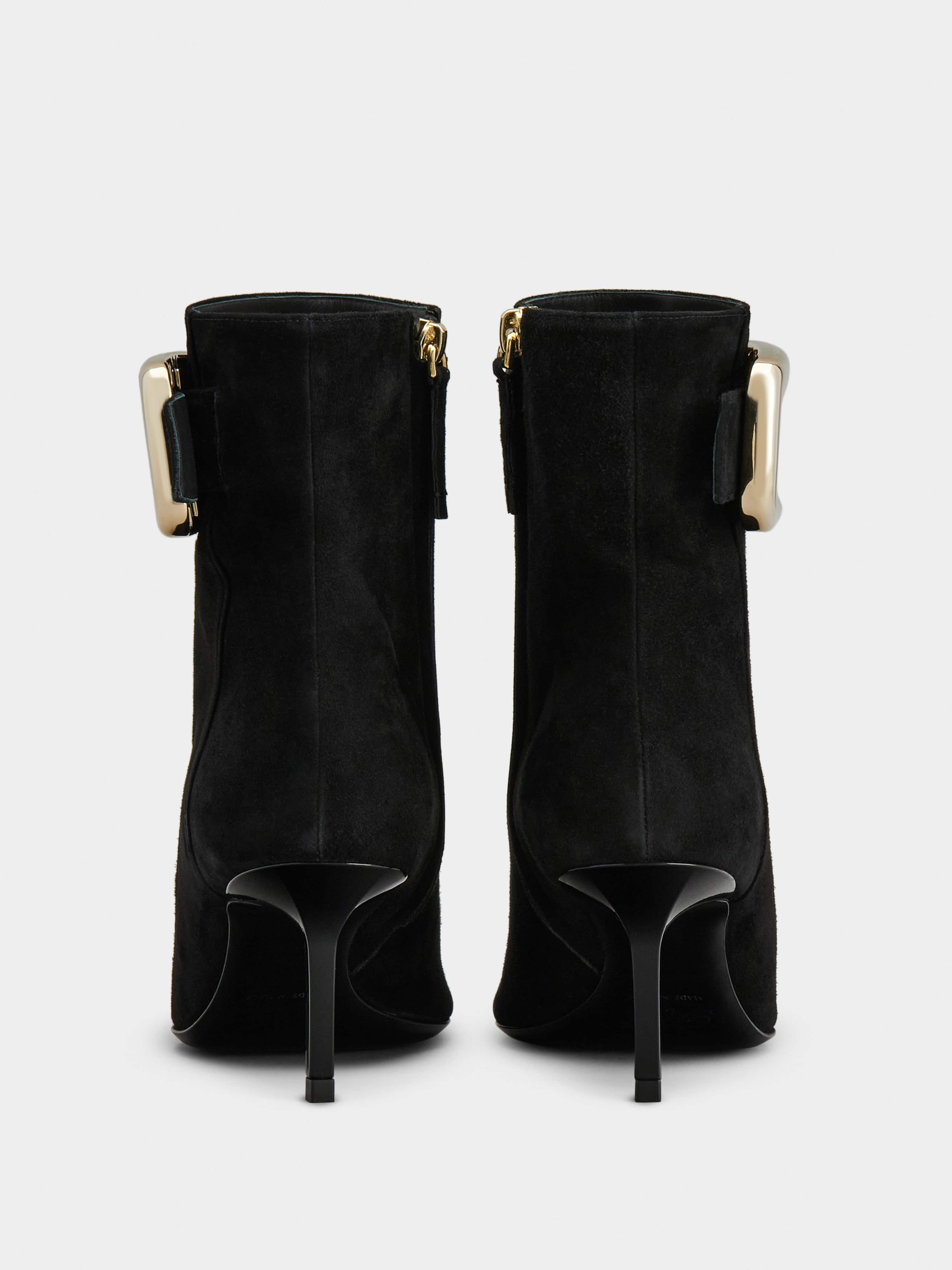 Viv' Choc Metal Buckle Booties in Suede - 5