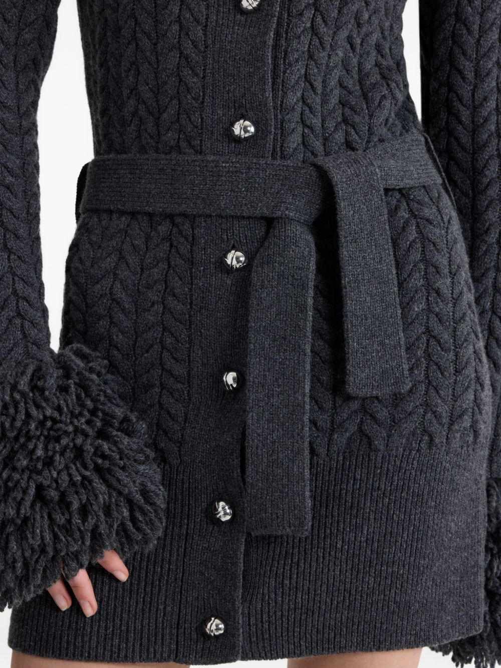 cable-knit fringe-trimmed cardigan - 5