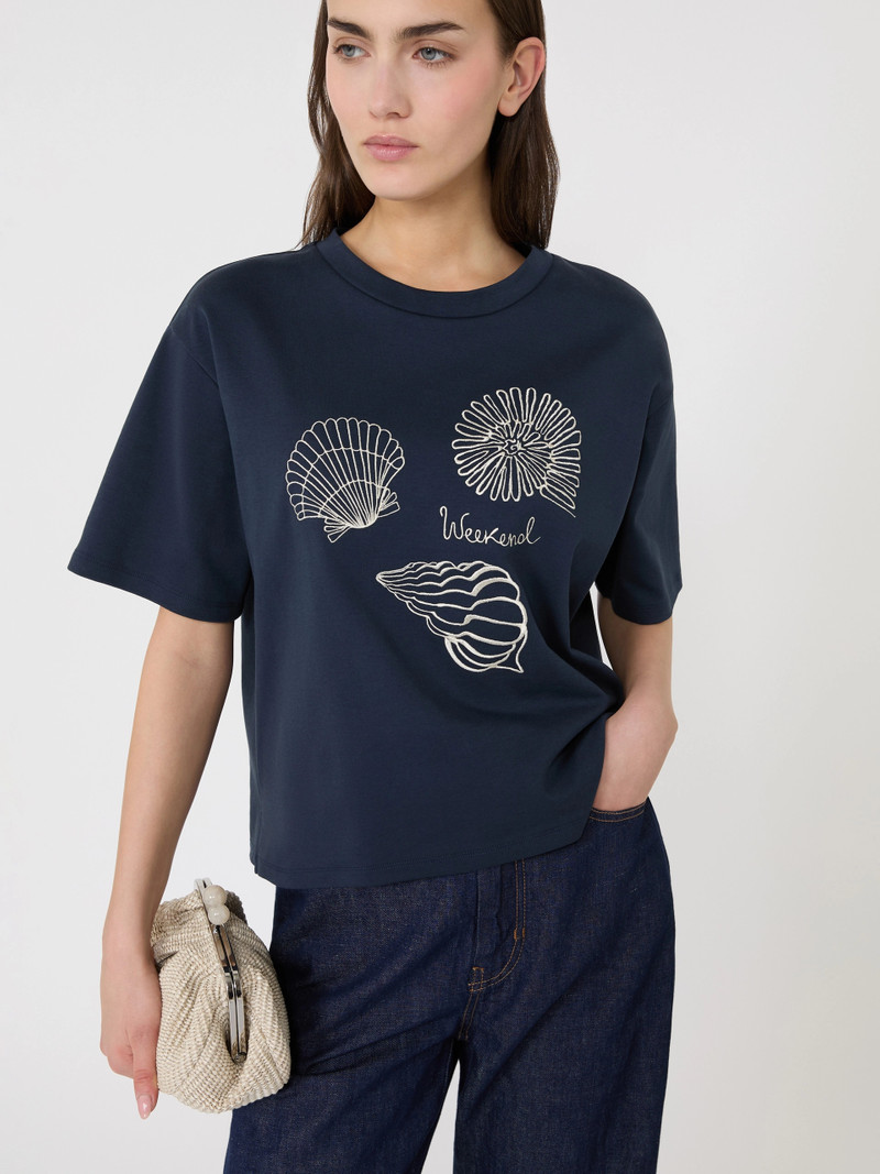 SABATO Printed cotton jersey T-shirt - NAVY 5