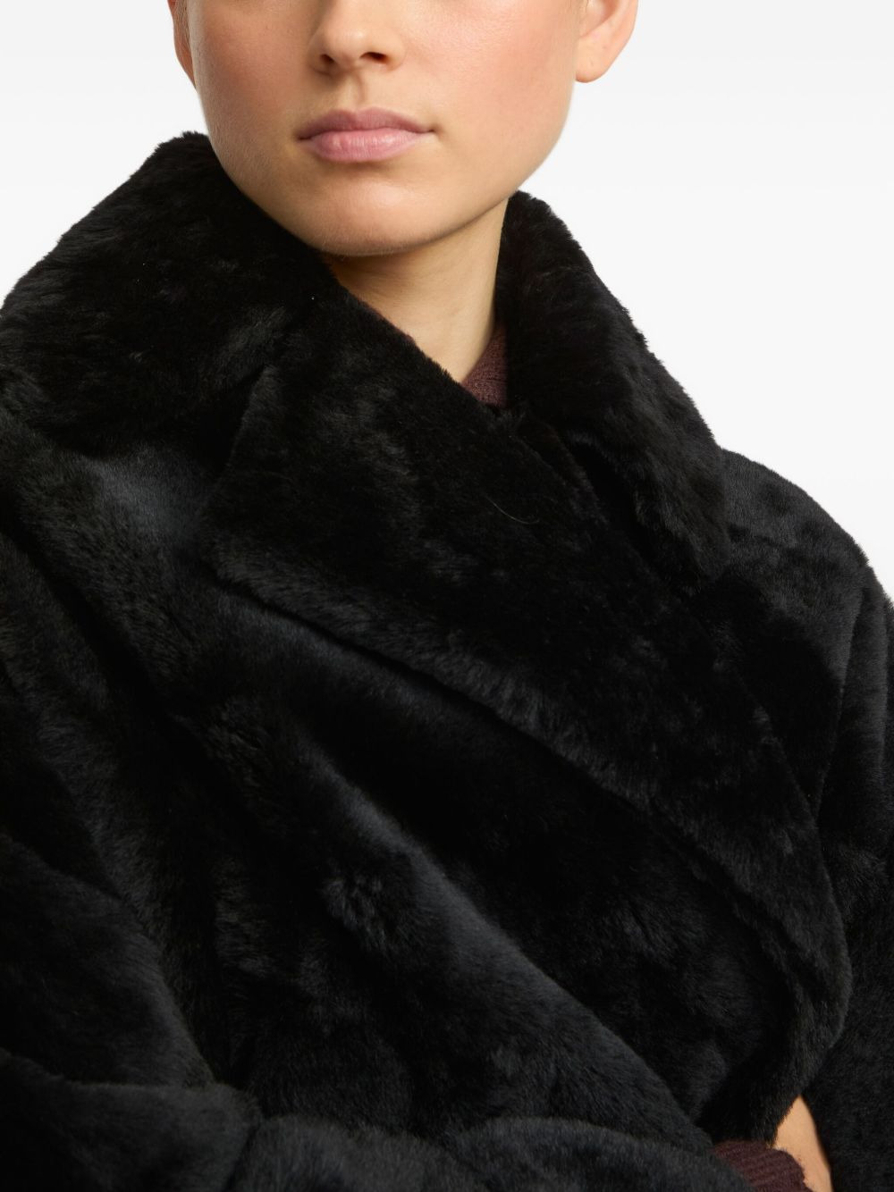 double-breasted shearling jacket - 4