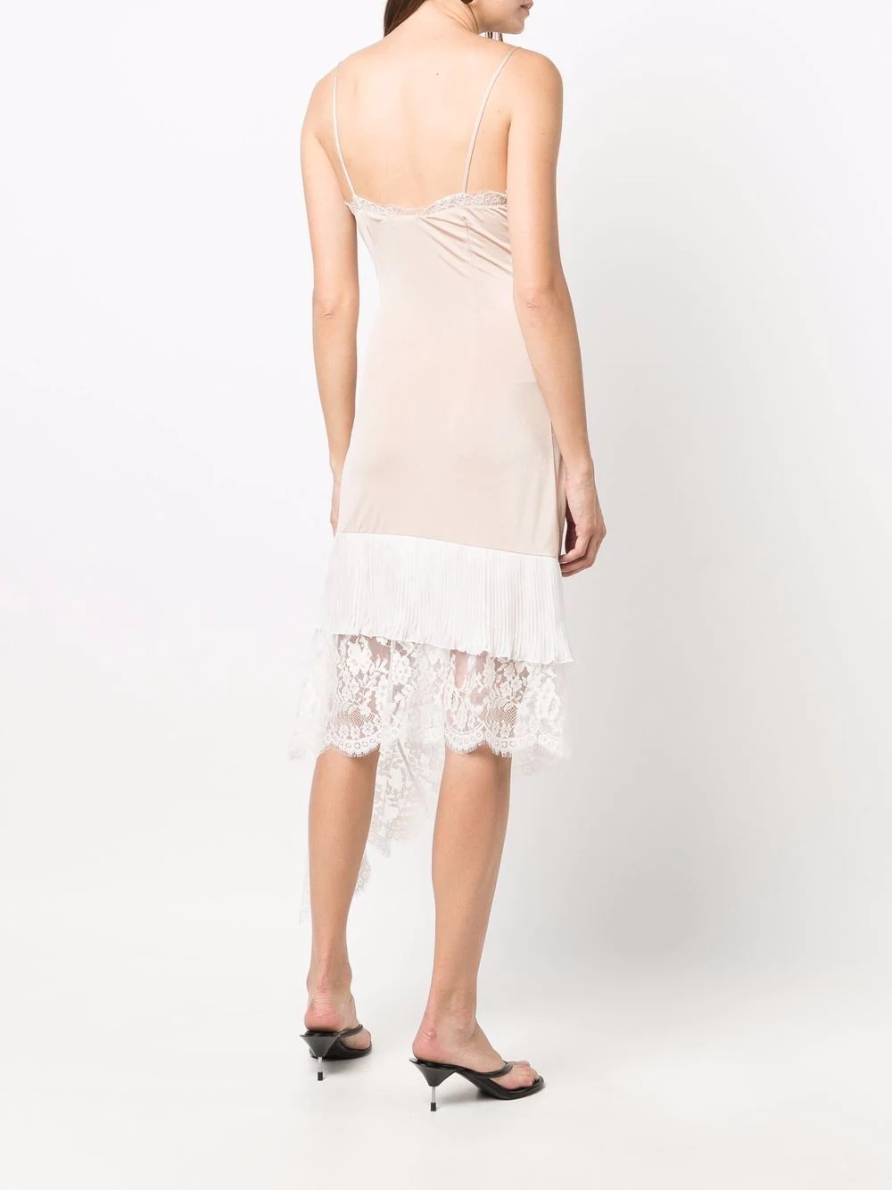 lace-panelled asymmetric slip dress - 4