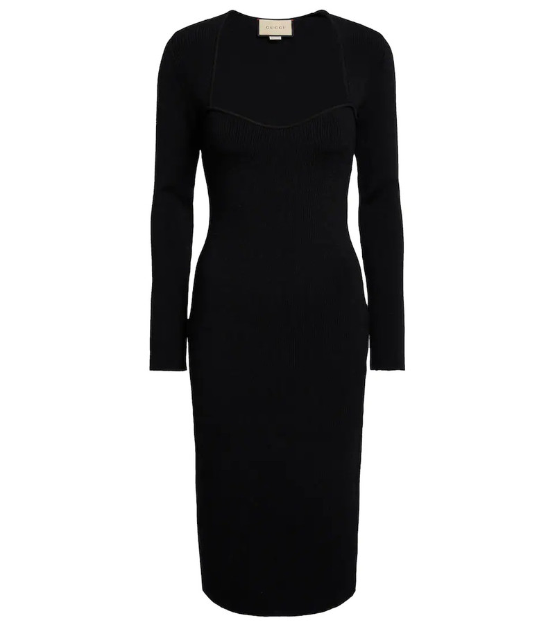 sweetheart-neck knitted midi dress - 1