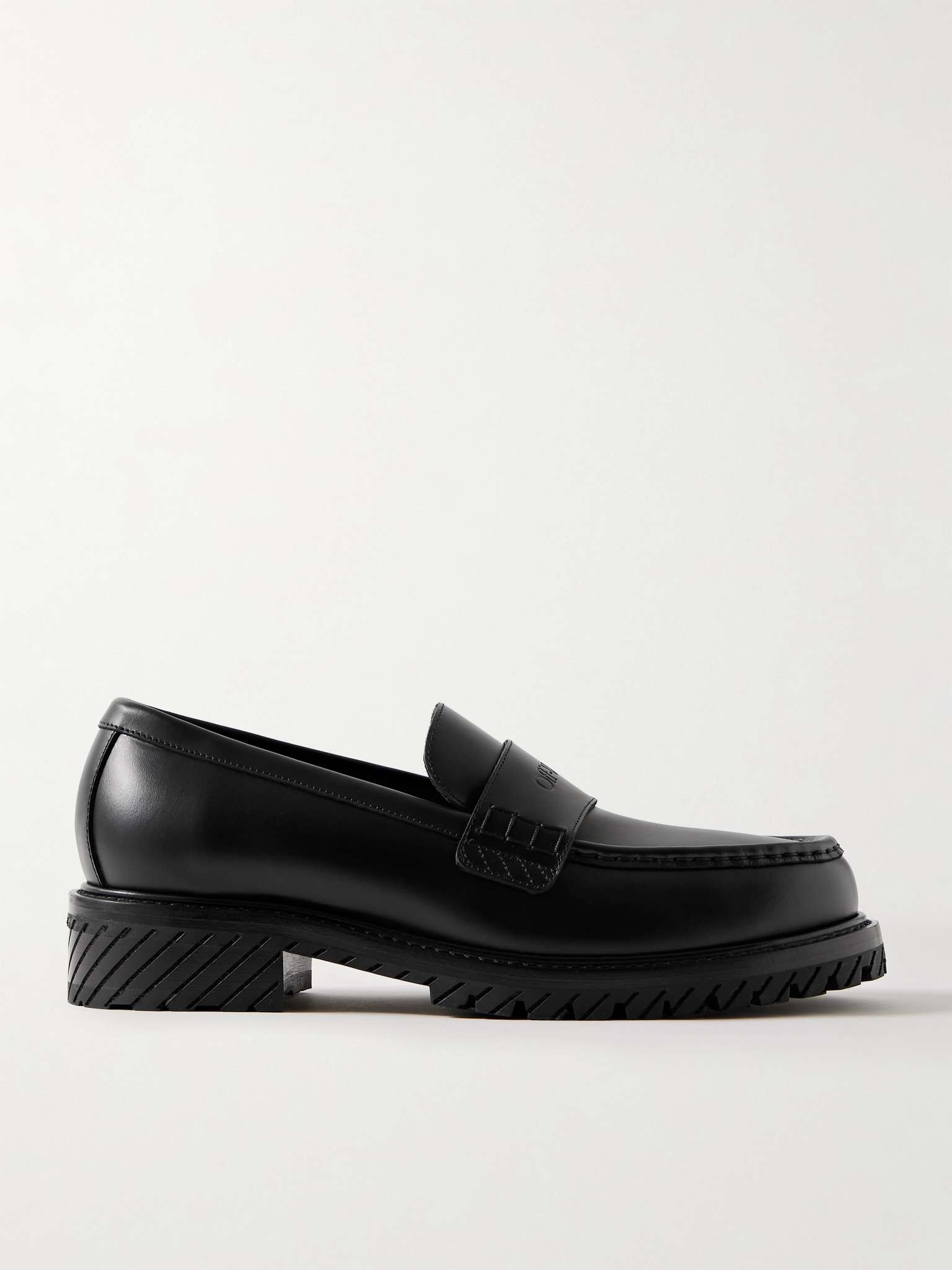 Military Logo-Debossed Leather Penny Loafers - 1