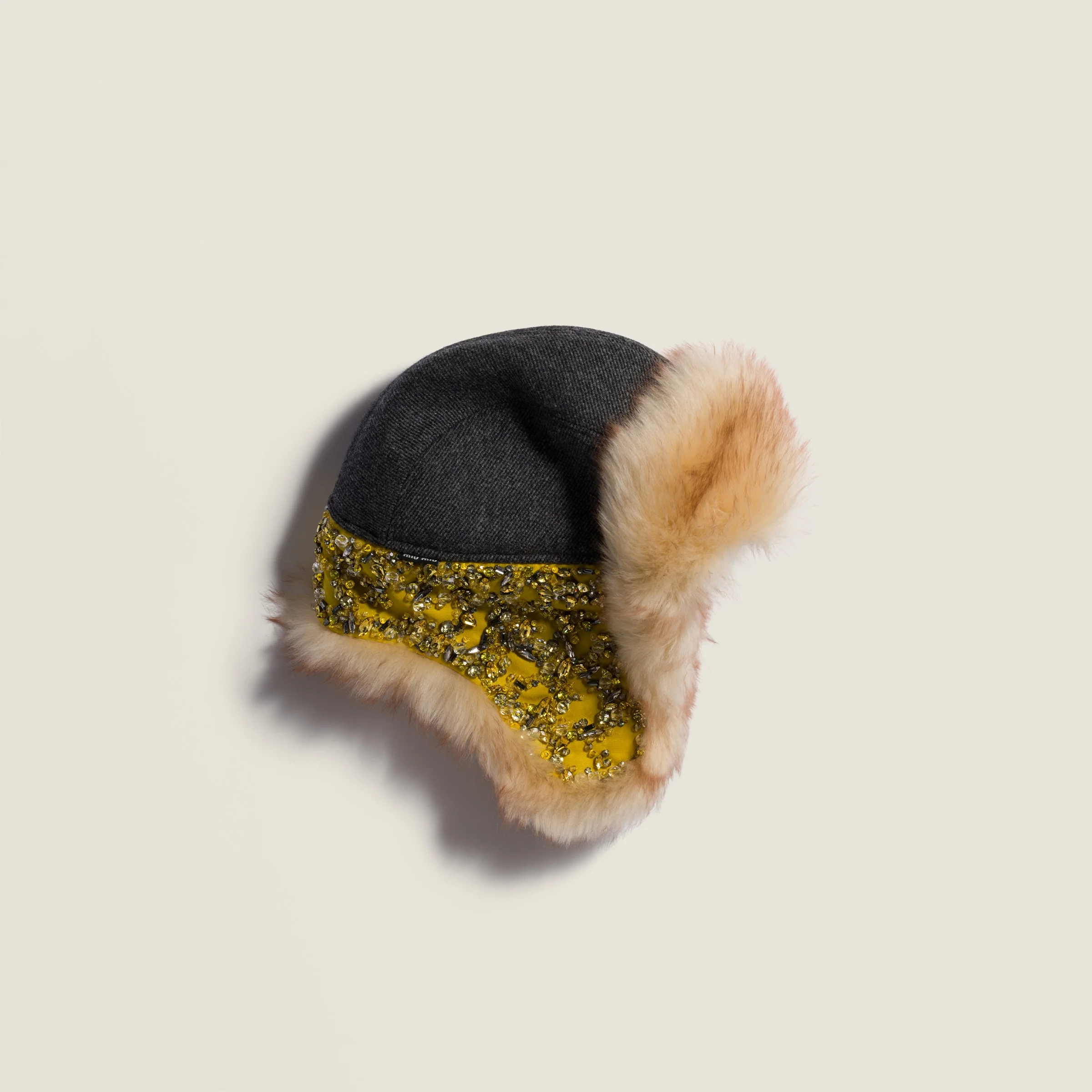 Embroidered wool and shearling hat - 1