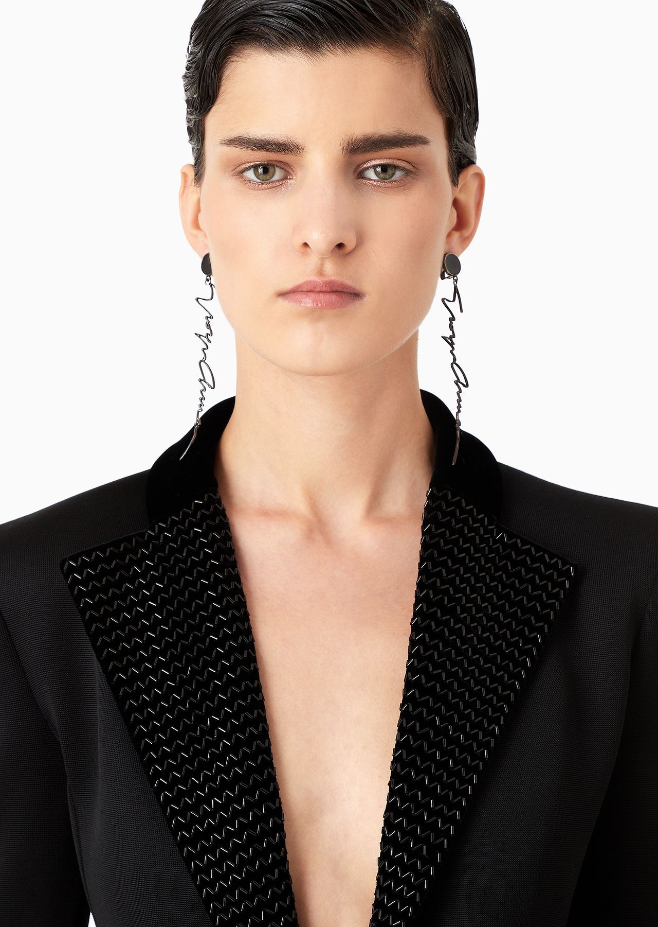 Single-breasted jacket in double jersey and velvet with embroidery - 5