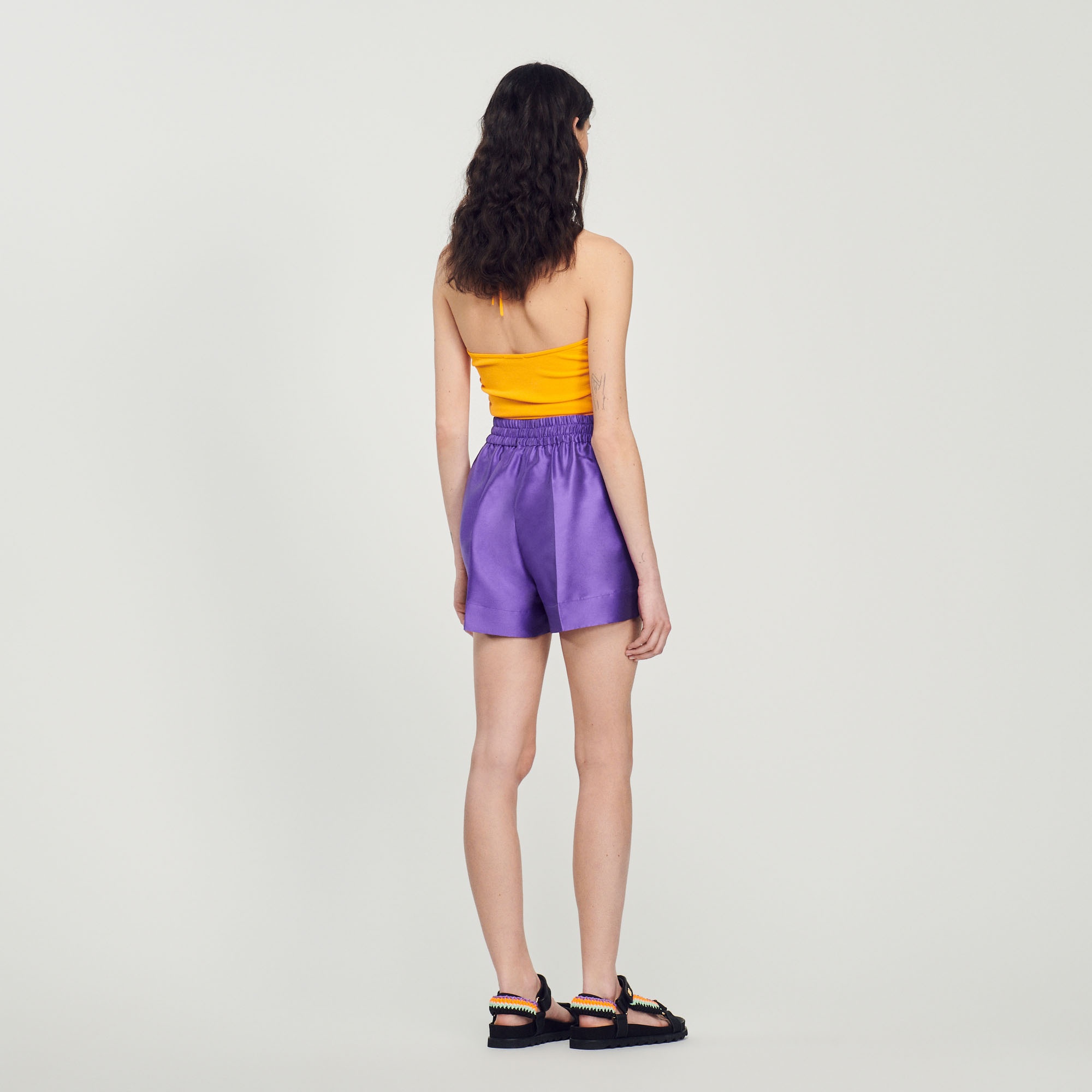 Satiny wide-leg shorts - 6