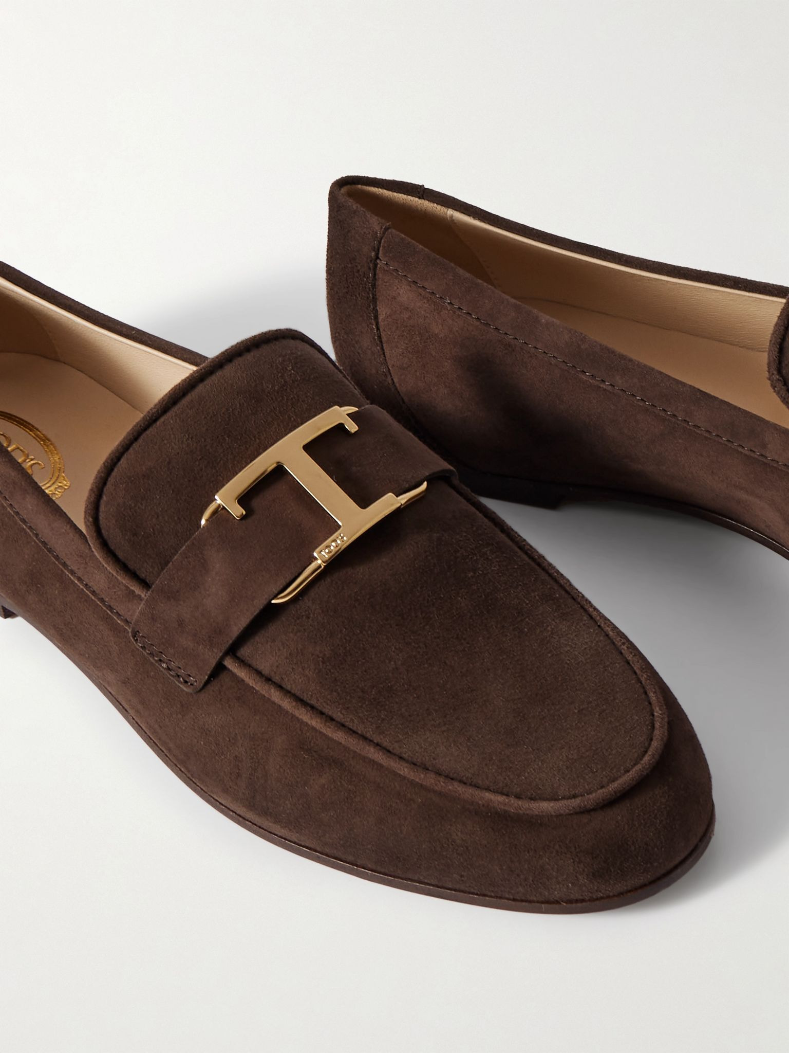 Embellished nubuck loafers Dark brown - 4