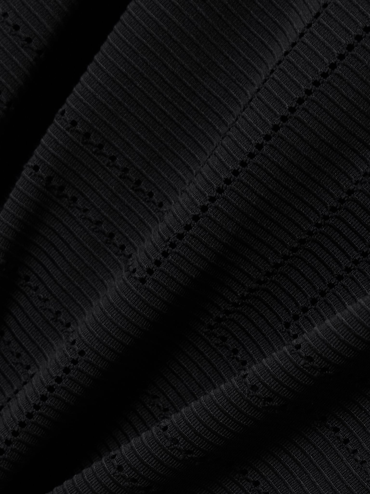 Ribbed pointelle-knit recycled swimsuit Black - 4