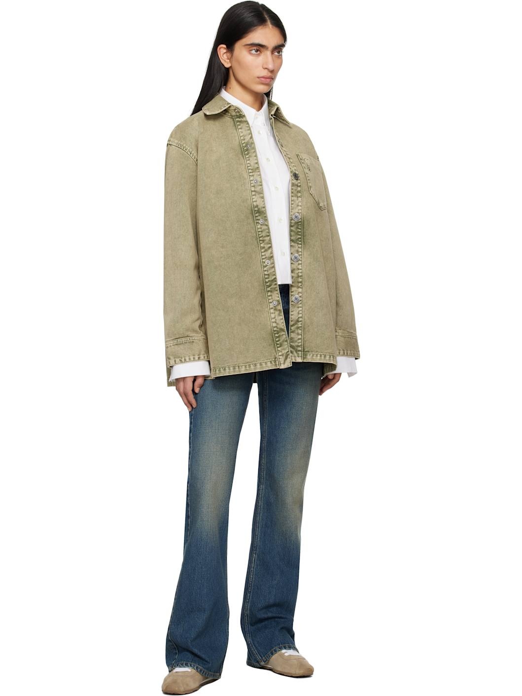 Green Cotton Ami de Coeur Denim Overshirt - 4